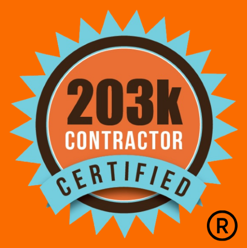 203k logo with orange background