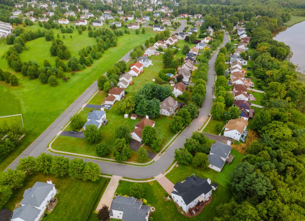 Neighborhood view of single-family homes