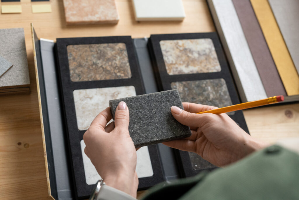 Reviewing renovation material samples